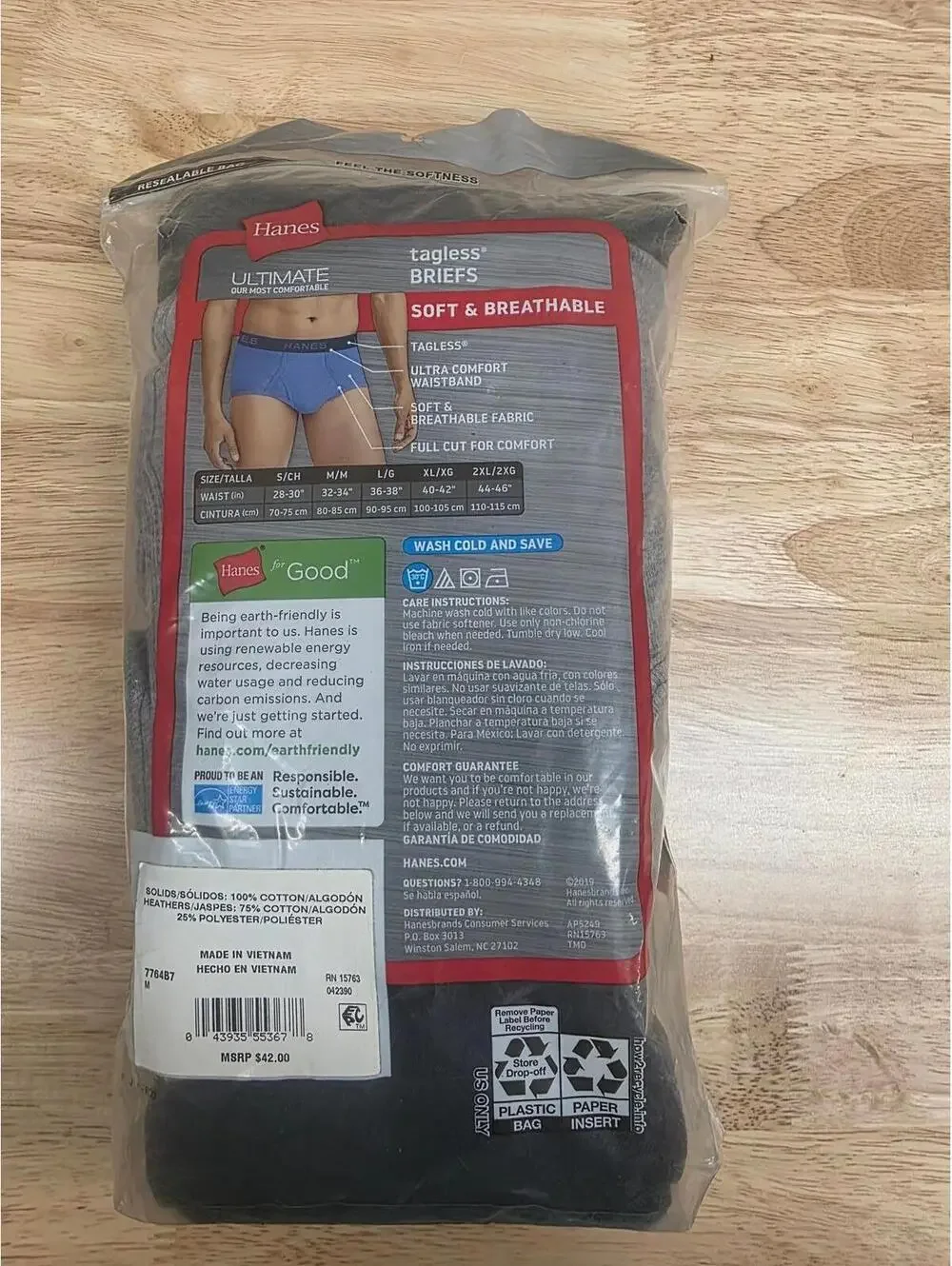 HANES ULTIMATE FRESHIQ COMFORTSOFT MEN’S BRIEFS 7‑PACK SIZE M